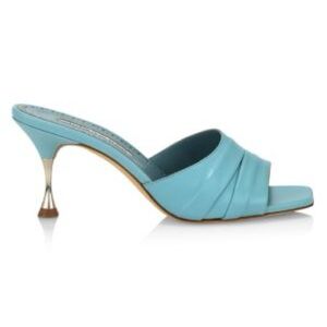 Manolo Blahnik baby blue heeled mules